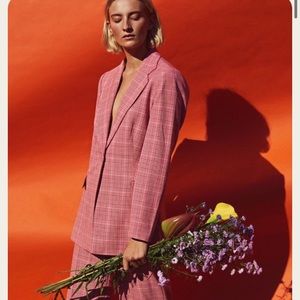 Just Female Maxime Blazer in
Rose Check size Small